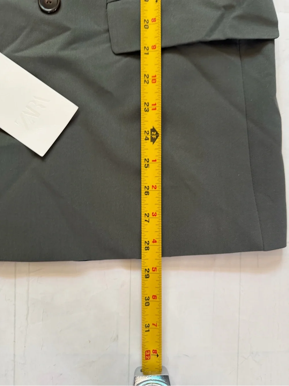 Zara Double-Breasted Olive Blazer Suit Size 40
